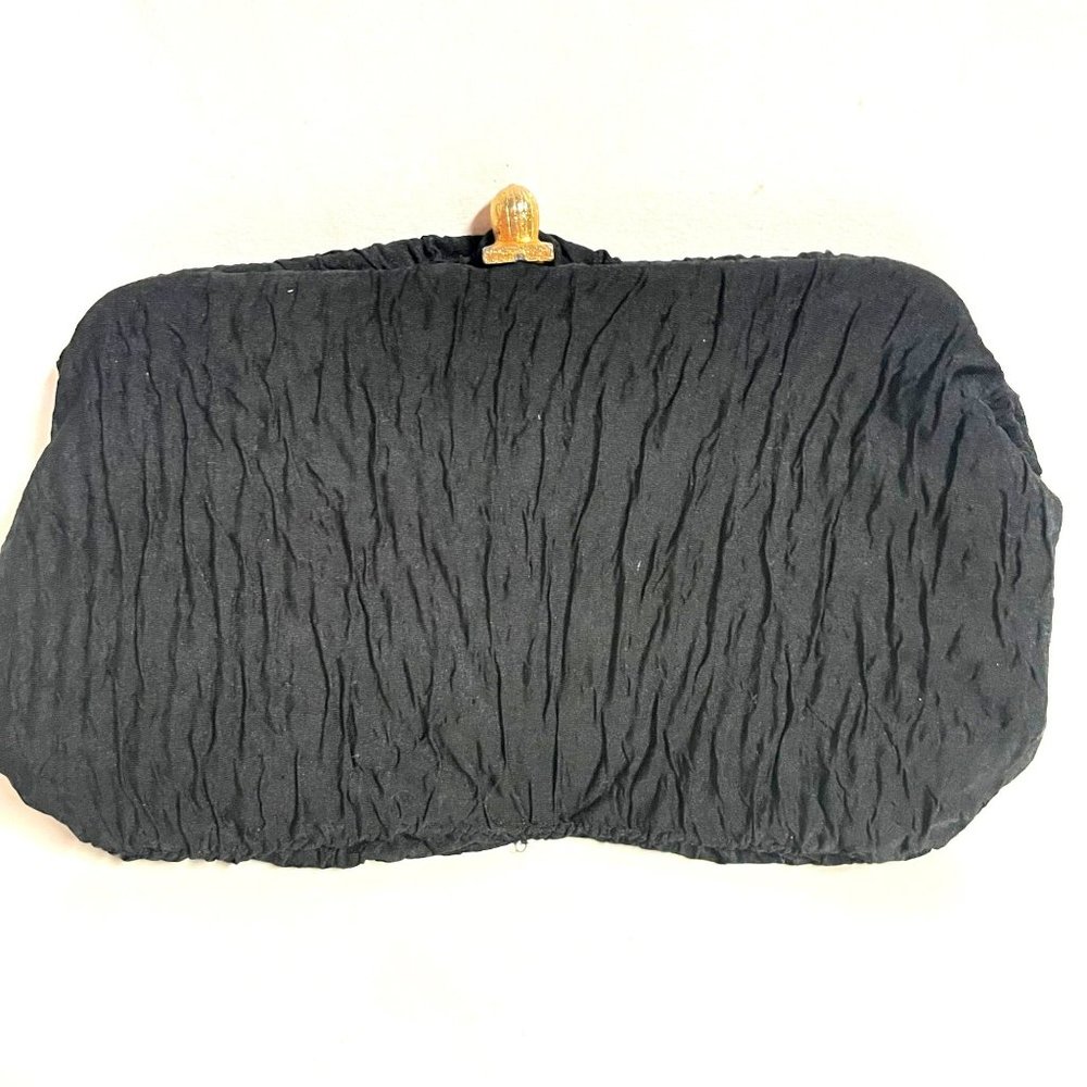 Vintage 50s pinup ruched fabric clutch purse bag